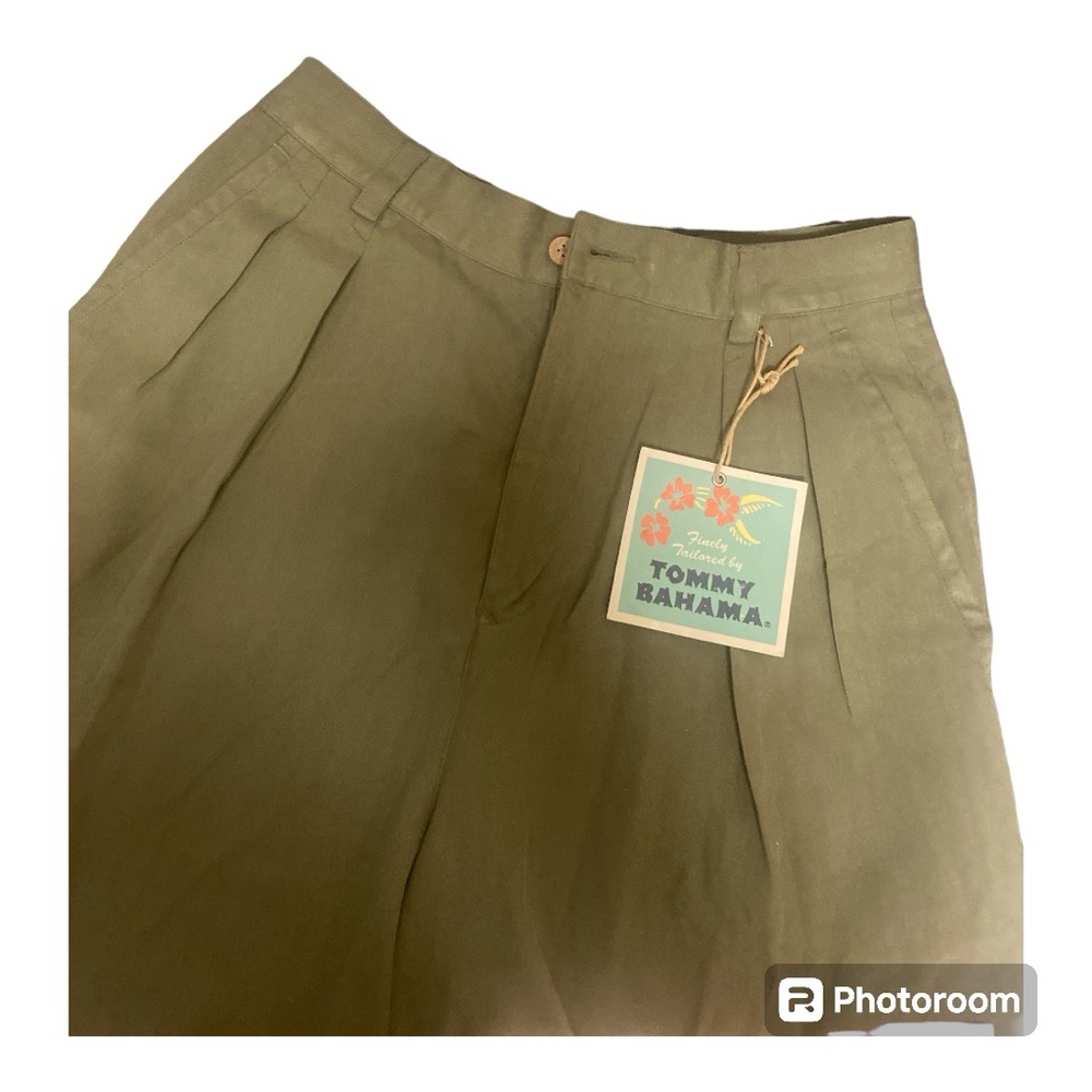 Tommy Bahama Vntg Green Pleated Frnt 100% Silk Shorts - Sz.8 New Old Stock*